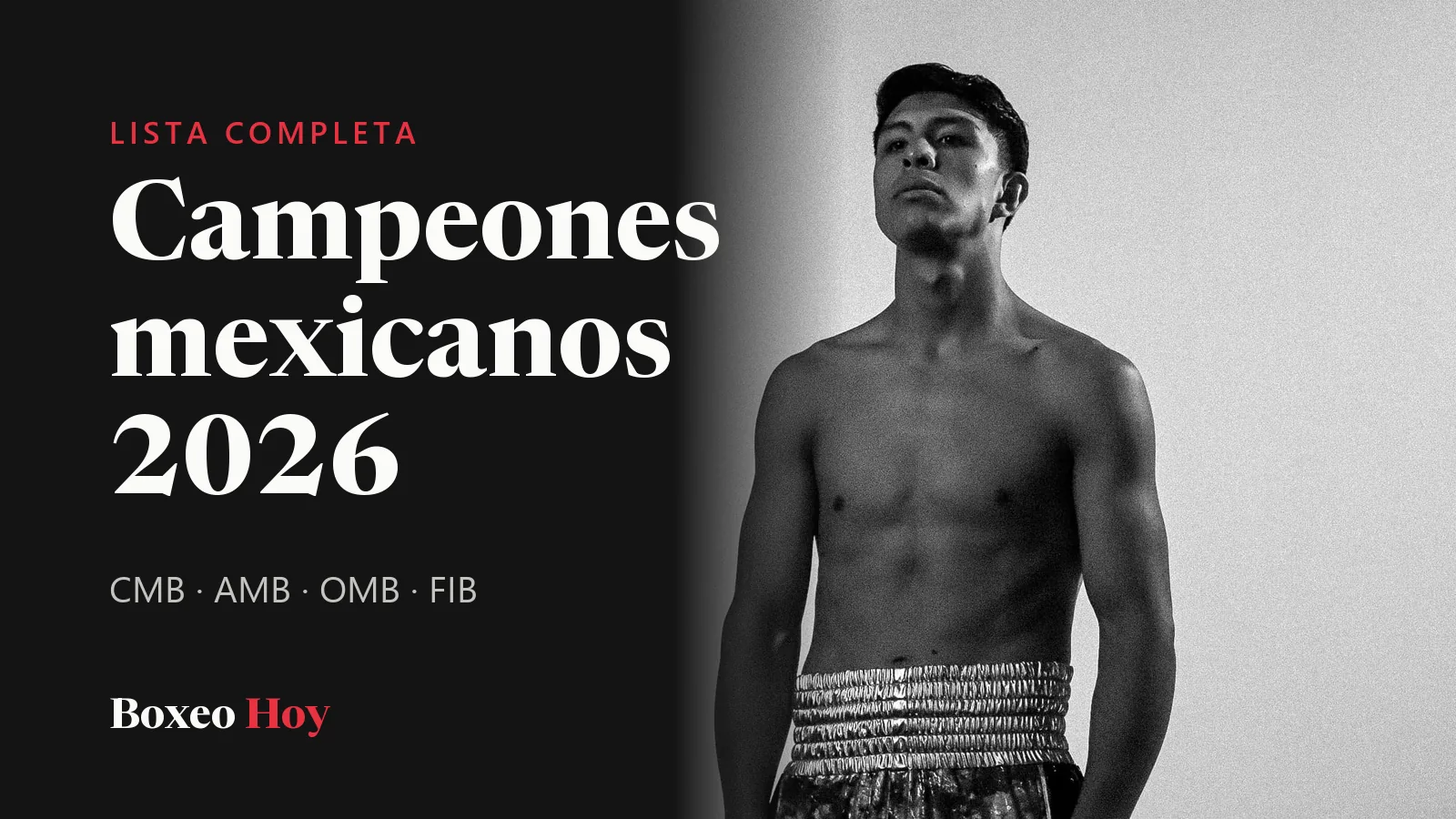 Jaime Munguía, campeón supermediano de la AMB, con el torso descubierto y short de boxeo, en una foto en blanco y negro
