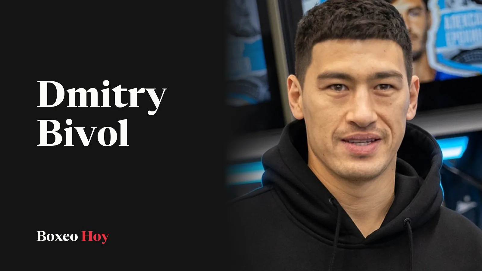 Dmitry Bivol, con sudadera negra con capucha del club Zenit, mira a la cámara en el estadio Gazprom Arena de San Petersburgo en abril de 2023