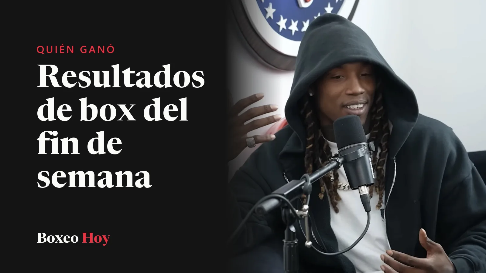 O'Shaquie Foster con sudadera negra durante una entrevista